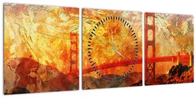 Obraz - Golden Gate, San Francisco, Kalifornia (s hodinami) (90x30 cm)