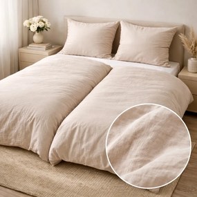 Ľanové obliečky béžové 140x200cm+90x70cm TiaHome