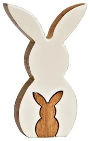 Drevený veľkonočný zajko HOPPYDUO sada 2 ks, 20 cm, biely