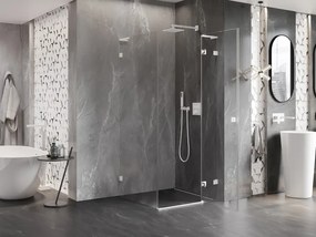 Mexen Lunar L, 1-krídlový sprchový kút, pravý, 70 x 70 cm, 8mm číre sklo, biely profil, 834L-070-070-20-00-P