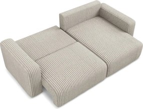 Béžová menčestrová rozkladacia/s úložným priestorom rohová pohovka (pravý roh/s leňoškou) Kona – Makamii