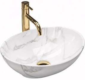 Rea Sofia Aiax Marmur umývadlo, 41 x 35 cm, biela - imitácia kameňa, REA-U6597