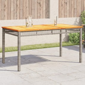 Záhradný stôl sivý 140x80x75 cm polyratan akáciové drevo 366277