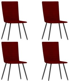 Jedálenské stoličky 4 ks, vínovo červené, zamat