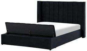 Zamatová vodná posteľ s úložným priestorom 160 x 200 cm čierna NOYERS Beliani