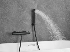 Gamma Gamma, nástenná sprchová termostatická batéria s ručnou sprchovou súpravou, čierna matná, GMA-BRYPNT-BK
