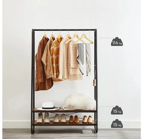 Stojan na oblečenie s 2 policami TAYLOR 100x45x160 cm, rustikálne hnedý