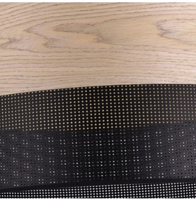 Závesné svietidlo Wood, 1x béžová dubová dýha/čierne PVC tienidlo, (fi 30cm)