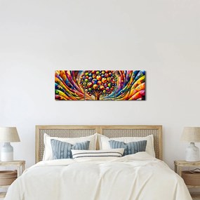 Obraz – Farebný strom s jablkami (s hodinami) (90x30 cm)