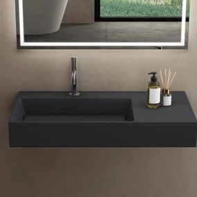 Rea Archi, umývadlo na dosku z konglomerátu 750x430x140 mm, ľavá verzia, šedá matná, REA-U4303