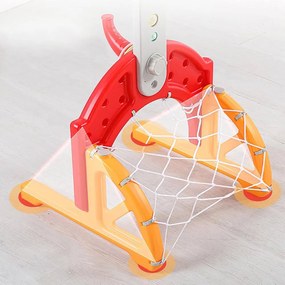 Detská hracia súprava 4 v 1 s nastaviteľnou výškou, oranžovo-žltá