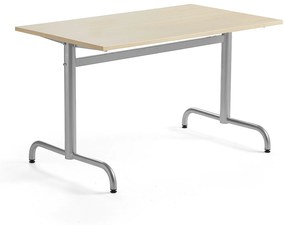 Stôl PLURAL, 1200x700x600 mm, HPL - breza, strieborná