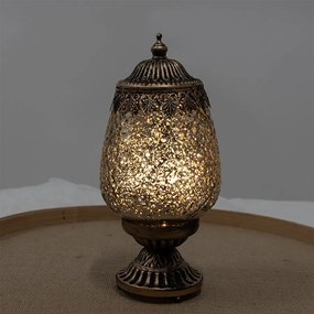 Hnedá sklenená svietiaca LED lampáš Balli - Ø 8*19 cm