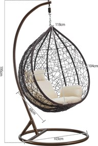 Závěsné houpací křeslo Houseland Mira L hnědé