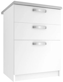 Kuchynská skrinka Belini spodná so zásuvkami 60 cm biely mat s pracovnou doskou  TOR SDSZ60/0/WT/WT/0/U
