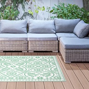 Esschert Design Koberec Hayley, 122x180 cm, biela/zelená