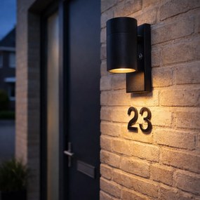 Moderná vonkajšia nástenná lampa čierna IP44 so senzorom súmraku - Solo