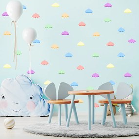 60x70cm Obláčiky - textilná nálepka na stenu Farba: Tmavé pastelové farby