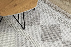 Koberec NANO EO61A Diamant, plocho tkaný, slučka, sivo-biely