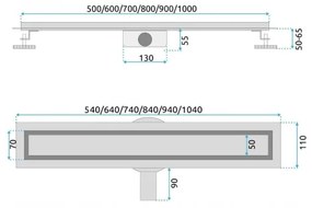 REA-G5808 - Odtokový žľab NEOX PRO 70 cm z nerezovej ocele