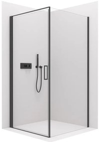 Cerano Porte, 1-krídlový sprchovací kút 90x90 cm, 8mm číre sklo, čierny profil, CER-CER-413579