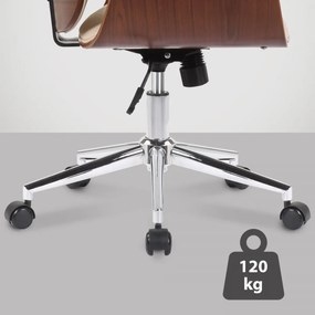 Design-Shop Kancelárska stolička Kemberg - koženka, drevo orech - Krémová