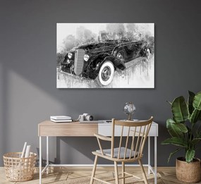 Obraz historické retro auto v čiernobielom prevedení Varianta: 60x40