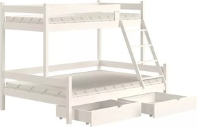 Detská poschodová posteľ Poli so zásuvkami 80x180 cm - biela