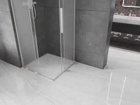 Mexen Velar L Duo, sprchový kút s posuvnými dverami 100 x 100 cm, 8mm sklo námraza, brúsená oceľ, 871-100-100-02-33-97