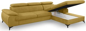 Rohová sedacia súprava Scala, žltá látka, pravý roh