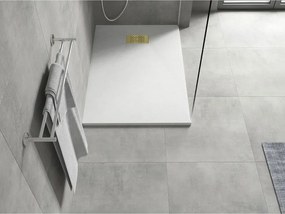 Mexen Hugo, obdĺžniková sprchová vanička SMC 80 x 70 cm, biela, zlatá krytka, 42107080-G