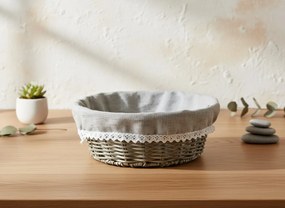 Okrúhly košík na pečivo SINO 23x10 cm sivý