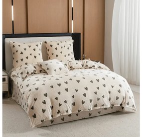 Mikroplyšové obliečky HEARTINO krémové Rozmer obliečky: 2 ks 70 x 90 cm | 200 x 220 cm