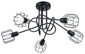 Stropné svietidlo Beluci, 5x čierne drôtené tienidlo