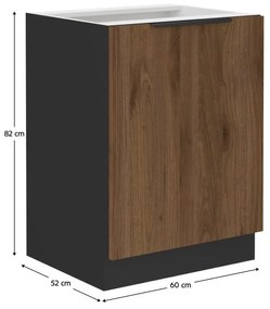 Dolná kuchynská skrinka Monzesa 60 D 1F BB (orech okapi + čierna) . Vlastná spoľahlivá doprava až k Vám domov. 1096935