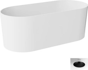 Besco Voľne stojaca vaňa z liateho mramoru Lova Matt 160x74, biela lesk/biela mat BESCO-Typ výpuste: Click-Clack štandard, chróm