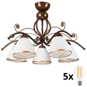 Brilagi - LED Prisadený luster ANTICO 5xE27/60W/230V bronz patina BG1931