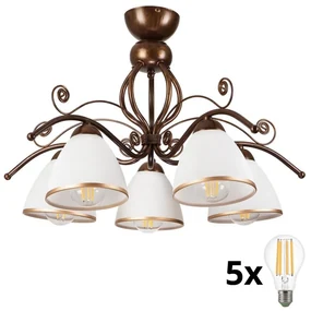 Brilagi - LED Prisadený luster ANTICO 5xE27/60W/230V bronz patina BG1931