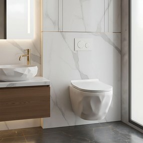 Závesná WC misa so SoftClose sedadlom REA Gustavo Rimless, biela lesk