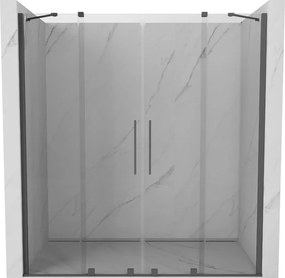 Mexen Velar Duo, posuvné dvere do otvoru 200x200 cm, 8mm číre sklo, grafitová matná, 871-200-000-02-66