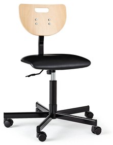 Dielenská stolička ERIK, s kolieskami, V 400-535 mm, buk, čierna