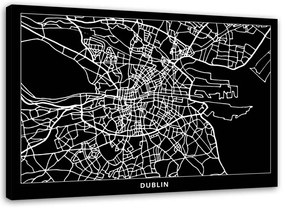 Obraz na plátně Mapa města Dublin - 90x60 cm