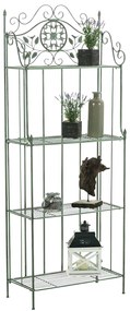 Kovová polica regál Flora - Zelená antik