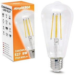 BERGE LED žiarovka E27 ST64 8W neutrálna biela