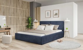 Posteľ Inez 180x200 cm, námornicka modrá šrukturovaná látka