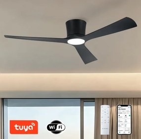 ZEVENTI - LED stropný ventilátor AUREX LED/24W/230V Wi-Fi Tuya čierna + diaľkový ovládač