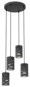 Luster na lanku TANK 4xE27/15W/230V pr. 36 cm čierna