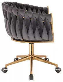 LuxuryForm DESIGN Kreslo NORDEN VELUR na zlatej podstave s kolieskami - tmavo šedé