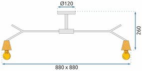 Toolight - Závesné 3-ramenné svietidlo 3xE27 APP693-3C, čierna-hnedá, OSW-05463