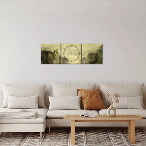 Obraz westernového mestečka (s hodinami) (90x30 cm)